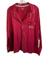 Rae Dunn Women&#39;s Noel Pajama Top Plus Size 2X Red - £13.54 GBP