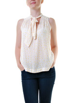 FREE PEOPLE Womens Blouse Sleeveless Floral Printed Cream Size XS - £26.40 GBP