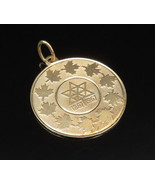 14K GOLD - Vintage Maple Leaf Wreath Textured Medal Pendant - GP388 - £192.00 GBP
