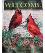 Lori Siebert Cardinal Winter Garden Flag 18X12.5 Plaid Christmas Holiday... - £7.01 GBP