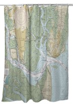 Betsy Drake St Simons Sound, GA Nautical Map Shower Curtain - £85.29 GBP