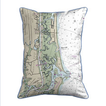 Betsy Drake Sunset Beach, NC Nautical Map Large Corded Indoor Outdoor Pillow - £42.82 GBP