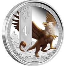 2013 Tuvalu Farbig 1 OZ Reines Silber Beweis Mythical Creatures - Griffin - $118.80