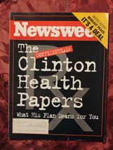 NEWSWEEK September 20 1993 Bill Hilary Clinton Health Plan Middle Eaast Deal - £6.90 GBP