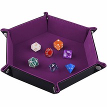 Double Sided Dice Tray, Folding Hexagon Pu Leather And Velvet Dice Holder For Du - £11.98 GBP