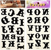 Tattoos 2 Sheets letter English Classic Temporary Tattoo 3D Fake Waterproof for  - £16.92 GBP