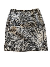 Loft Women Tropical Print Straight &amp; Pencil Mini Skirt Pull on Black Ivo... - £12.71 GBP