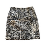 Loft Women Tropical Print Straight &amp; Pencil Mini Skirt Pull on Black Ivo... - £12.70 GBP