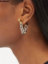 Chain Earrings metallic gold with soft Simple fashion Jewelry Accessories Gift - $9.99