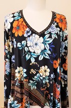 Johnny Was V-neck Swing Tee Sz.XL Multicolor Floral Print - £86.23 GBP