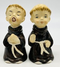 Monks Friar Salt Pepper Shakers Vintage Sanmyro Japan Original Stickers - £11.25 GBP