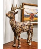 Rustic Western Woodlands Emperor Stag Deer Buck Faux Wooden Resin Figurine - €30,87 EUR