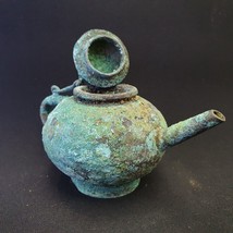 Antique Bronze Tea Pot Rusted Patina - $82.45