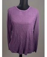 Napa Valley Purple Sweater Women’s Top Petite XL Plum Soft Cable Knit Front - $17.42