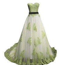 Vintage Sage Lace Long A Line Sweetheart White Prom Dress Wedding Gown US 6 - £131.55 GBP