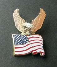 USA Wavy Flag &amp; Eagle United States US Cap Hat Lapel Pin Badge 7/8 inch x 1 inch - £4.20 GBP