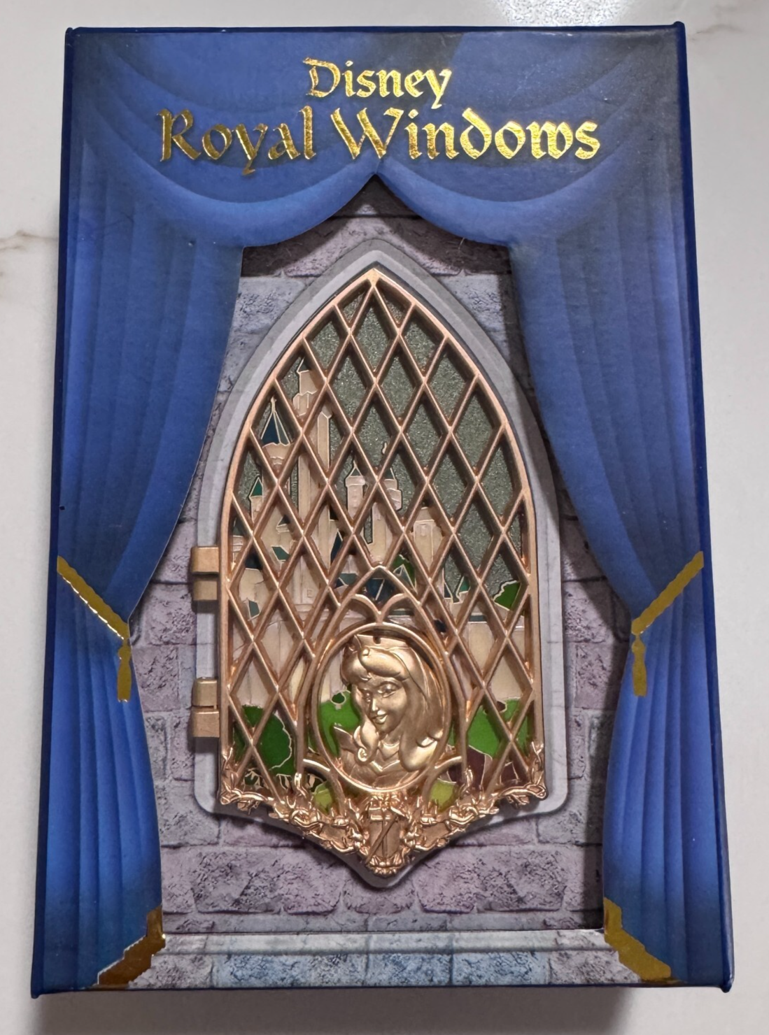 Disney 2017 D23 Disney Royal Windows Aurora Hinged Jumbo Pin LE 300 NEW - $74.24