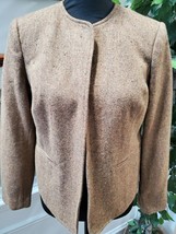 Vintage Orvis Women&#39;s Brown Wool Long Sleeve Slim Fit Open Front Blazer Size 6P - £27.17 GBP