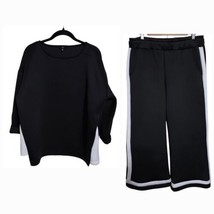 Joh Apparel Black XL Scuba Wideleg White Trim Cropped Pants Pullover Swe... - $208.99