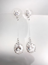 EXQUISITE &amp; STUNNING 18kt White Gold Plated CZ Crystals Drop Dangle Earr... - $25.99