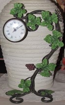 Metal Grape Leaf &amp; Vine Desk or Table Clock, Antiqued Patina, Hand Rubbe... - £15.73 GBP