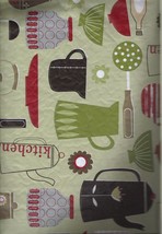 Kitchen Utensils Vinyl Tablecloth with Flannel Back  - £9.58 GBP