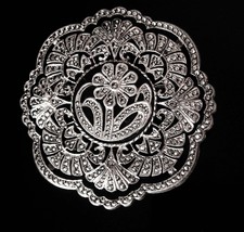 Huge Signed Marcasite brooch sterling silver antique estate heirloom art... - $245.00