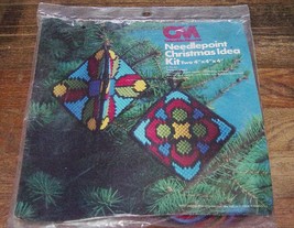Vintage 1970s Stained Glass Christmas Ornaments Needlepoint Plastic Canvas Craft - $9.99