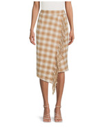 Time and Tru Fringed Faux Wrap Skirt classic plaid Mocha Splash Size XL ... - $25.74 CAD