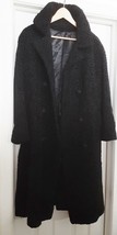 Vtg LUSTRELAM by Halldon Curly Lamb Wool Coat Double Breasted Black Wome... - £220.41 GBP