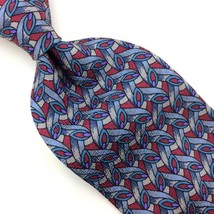 Countess Mara Usa Tie Blue Red Gray Silk Necktie Interlink Oval Geometric I21-96 - £12.45 GBP