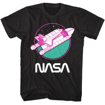 NASA Neon Shuttle Orbiter Men&#39;s T Shirt Rocket Outer Space Universe - £19.07 GBP+