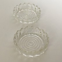 MCM Glass Round Ashtrays Lot of 2 Diamond Point Edge Concentric Circles Bottom - £10.22 GBP