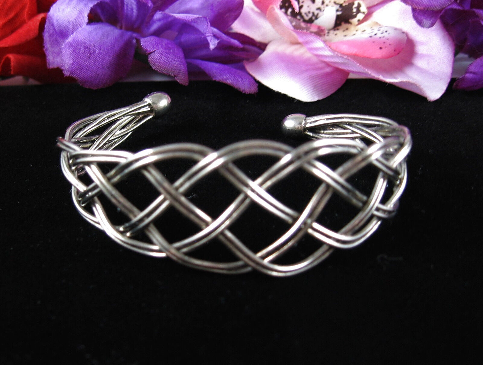 BRAIDED BRACELET Cuff Vintage Silvertone Metal 6 - 6.5&quot; Gap - $14.84