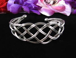 BRAIDED BRACELET Cuff Vintage Silvertone Metal 6 - 6.5&quot; Gap - €12,98 EUR