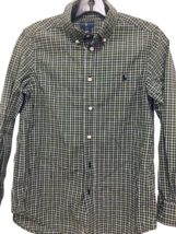 Ralph Lauren Cotton Long Sleeve Cotton Green Beige Button Down Shirt Siz... - $277.41 MXN