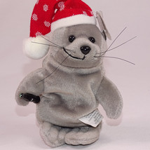 Coca Cola Seal Plush With Santa Hat &amp; Coca Cola Bottle Tags 1997 Christmas Seal - £4.60 GBP