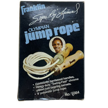 Franklin Jump Rope Sugar Ray Leonard No. 5564 Hardwood Handles 9 Ft. Swing Fast  - £17.68 GBP