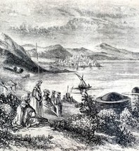 Sea Of Galilee Engraving 1850 Victorian Art Religious Northern Israel DWU11A - $49.99