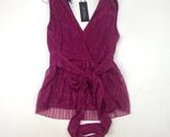 Rachel Zoe Mettalic Pruple V-Neck Romper Small New - $18.99
