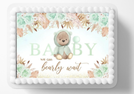 Bearly Wait Bear  Edible Image Edible Baby Shower Cake Topper Sticker DI... - £11.33 GBP+