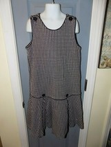 Hanna Andersson Black &amp; White Houndstooth Plaid Jumper Dress Size 140 Girl&#39;s Euc - £17.15 GBP