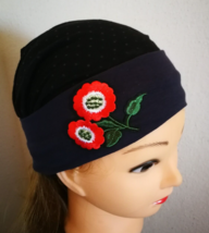 Blue Headband for Women Girls Floral Head Wrap Stretch Embellished Boho Yoga - $10.28