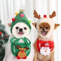 Festive Pet Christmas Hat And Saliva Towel Set - Perfect For Your Furry Friends! - £7.87 GBP+