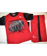 Mecca     Boys  2 Piece Short Set Size  4 NWT Black Red  Football - $13.85