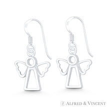 Guardian Angel Winged Cherub Charm Dangling Hook Earrings in 925 Sterling Silver - £15.81 GBP