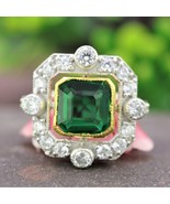 2.5Ct Art Deco Antique Green Emerald Cut Vintage Engagement Ring Sterlin... - £87.09 GBP