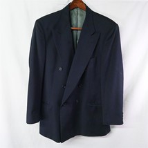 Roundtree Yorke 44R Navy Blue Wool Peak Double Breasted Sport Coat Suit ... - £39.30 GBP