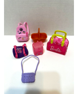 Mixed Lot of 6 Barbie Bags Backpacks Shopping Basket Purse Plastic Cloth - £10.69 GBP