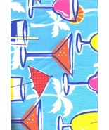 Summer Beach Drink Glasses Vinyl Tablecloth Flannel Back  - £9.43 GBP